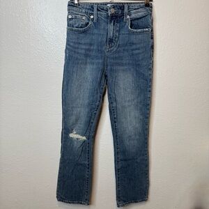 Pistola High Rise Whisker Washed Distressed Straight Leg Jeans Size 25